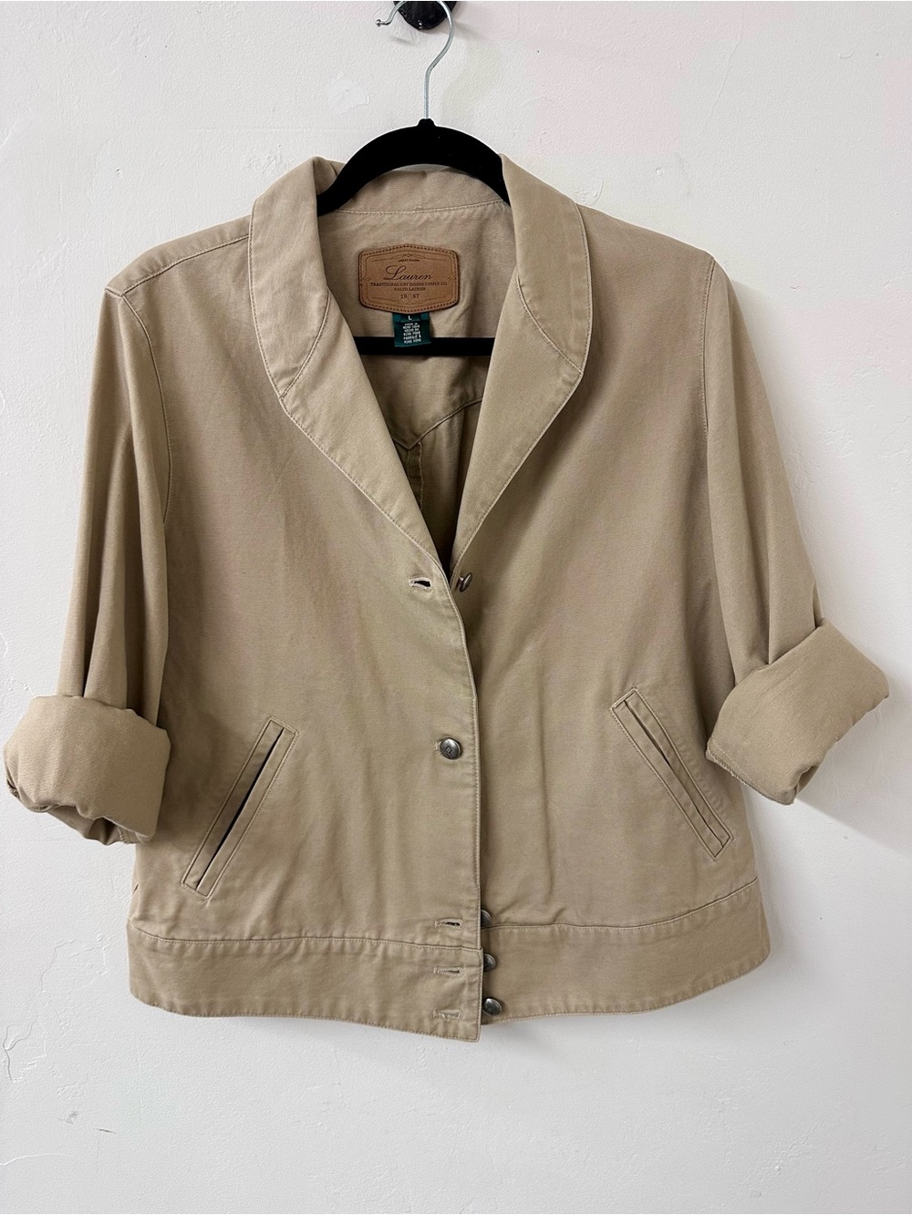 Ralph Lauren Tan Embroidered Floral Jean Jacket - Picture 2 of 7